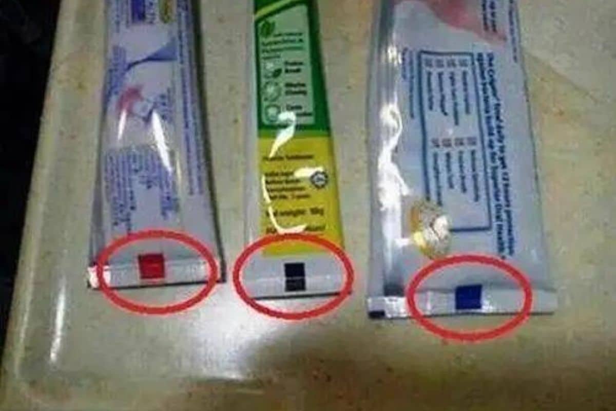 el significado de las marcas de colores en la pasta de dientes