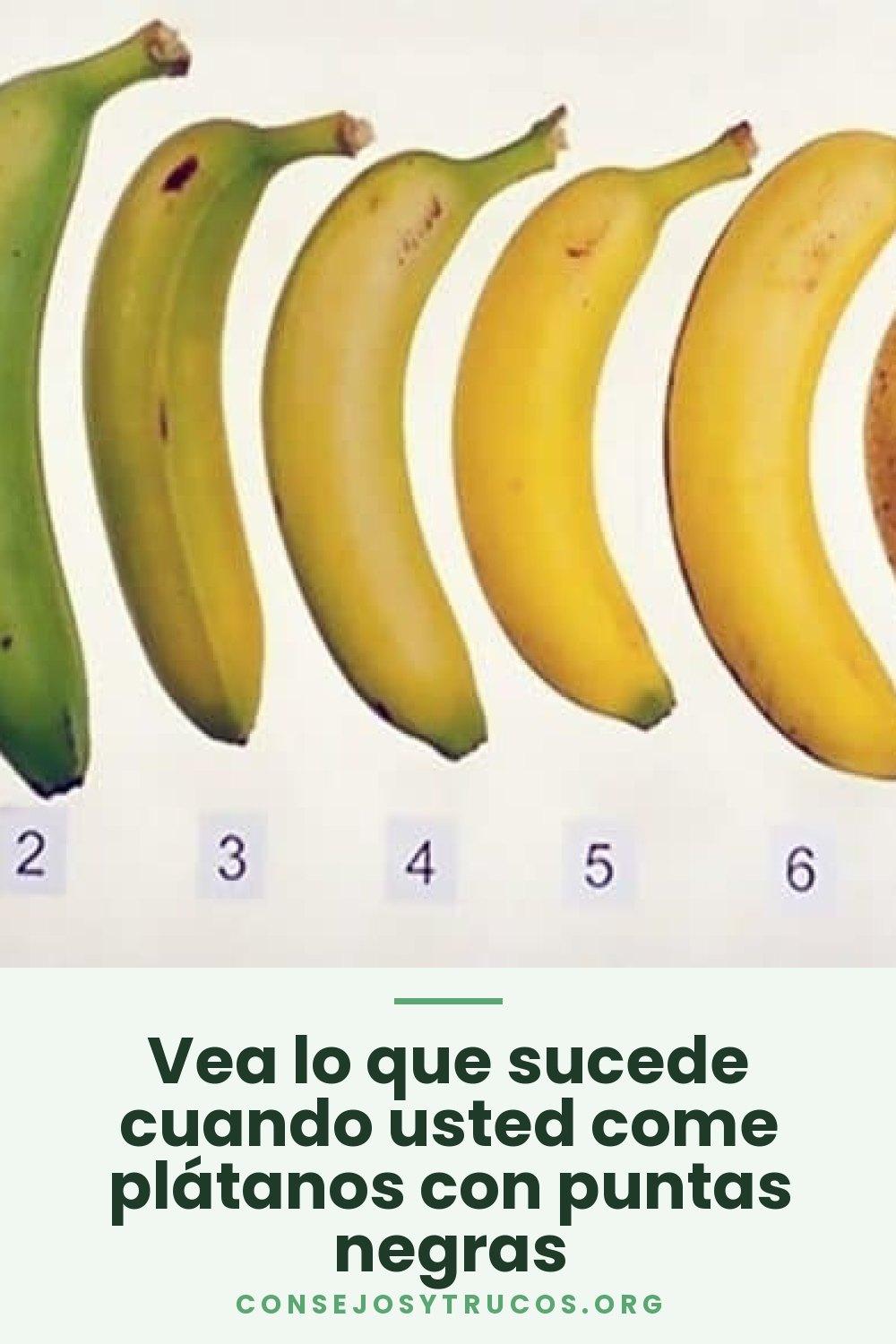 Vea lo que sucede cuando usted come plátanos con puntas negras